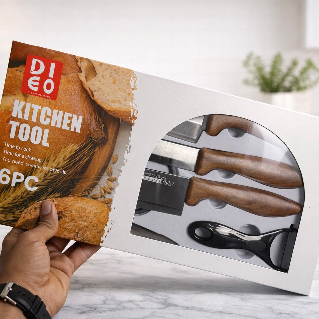 WN 6PCS KNIFE SET (wooden grip)